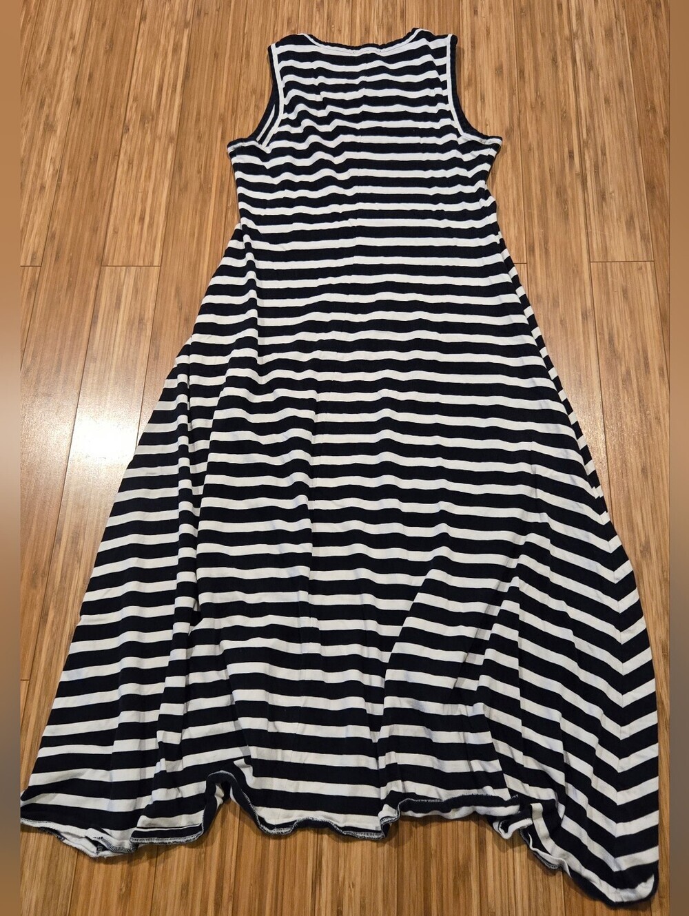 J Crew Sleeveless Navy and White Striped Knit Dress - Picture 6 of 7
